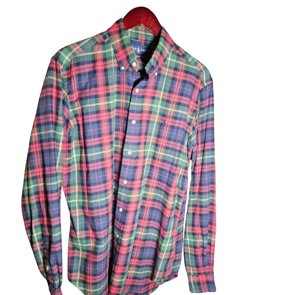Ralph Lauren Mens Classic Fit Long Sleeve Plaid Button-Down Shirt M Business wea